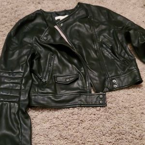 HM faux leather jacket with snap bottom